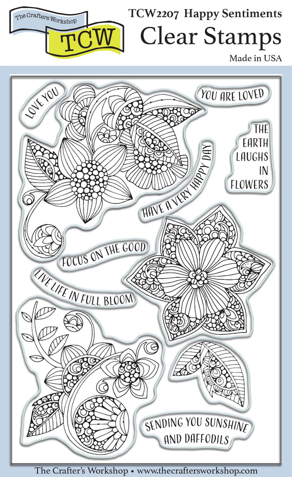 TCW2207 Happy Sentiments 4x6 Clear Stamps